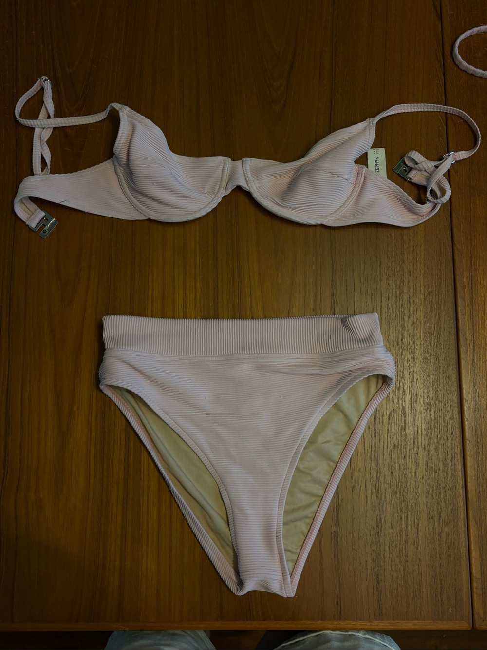 Zulu & Zephyr Ribbed Bikini Set - Pale Pink